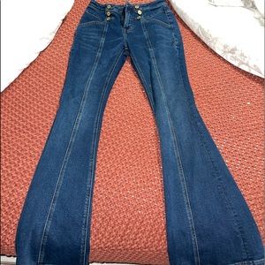 Flared high rise jeans